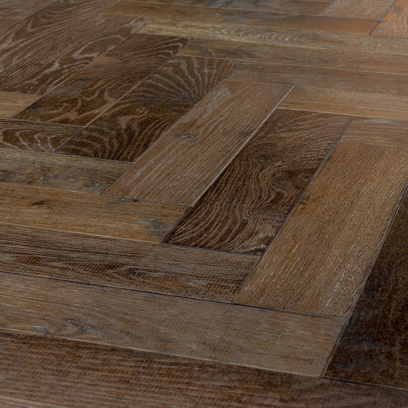 CAPRIO DURHAM Oak Rustic Distressed & Oiled Parquet , Brown