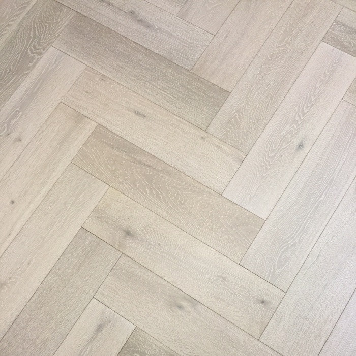 YNDE-PARQUET HERRINGBONE ENGINEERED WOOD WHITE WASHED OAK MATT LACQUERED FLOORING 150X600MM