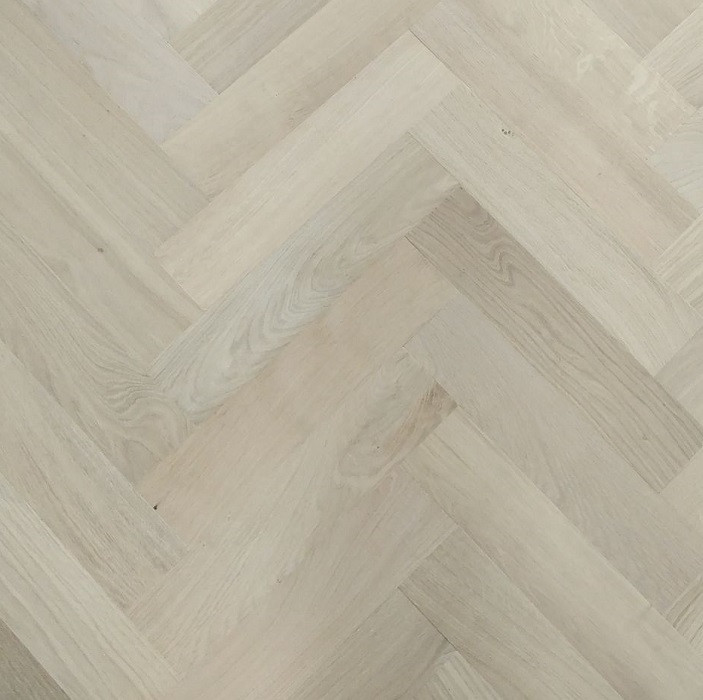  YNDE-PARQUET HERRINBONE ENGINEERED WOOD FLOORING WHITE BRUSHED MATT LAC 80x300mm