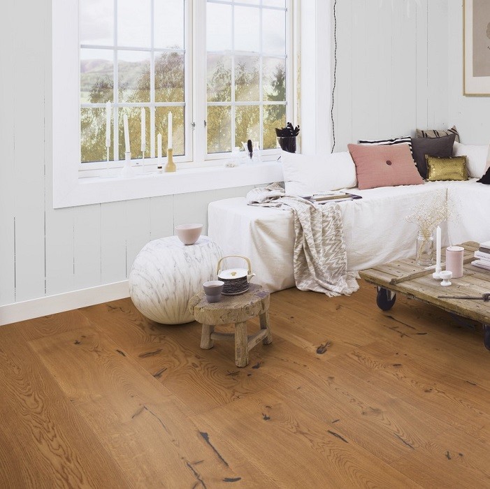 BOEN ENGINEERED WOOD FLOORING RUSTIC COLLECTION CHALETINO HONEY OAK RUSTIC BRUSHED OILED 300MM - CALL FOR PRICE