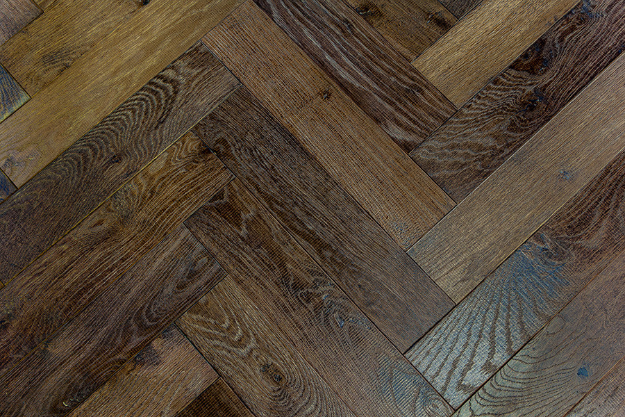 Denoel Engineered Oak Oiled Tannery Brown Parquet Flooring 90 x 360mm