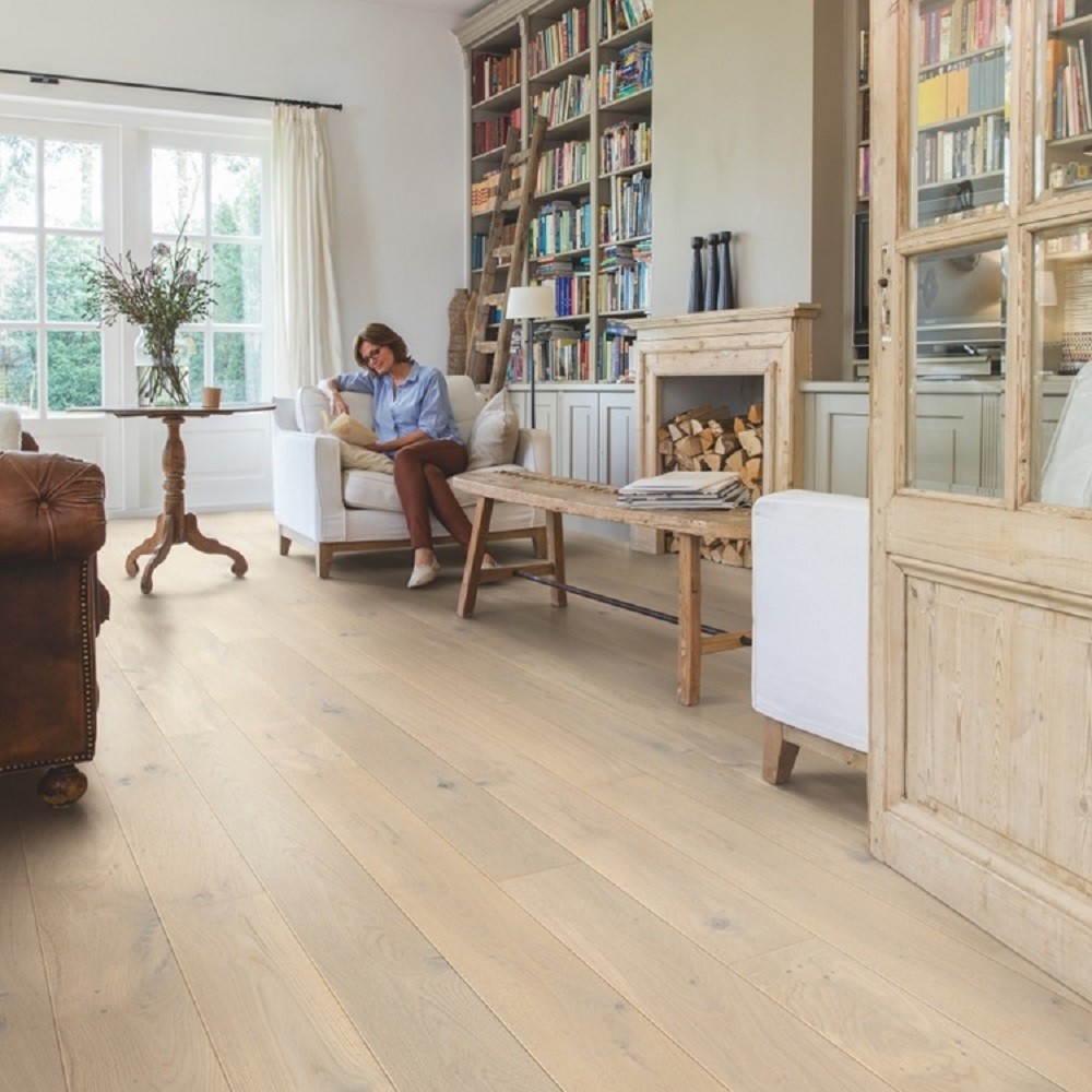 QUICK STEP ENGINEERED WOOD COMPACT COLLECTION OAK ZAPHYR RAW EXTRA  MATT LACQUERED FLOORING 145x1820mm